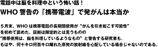 WHO�x���́u�g�ѓd�g�v�Ŕ�����͖{����